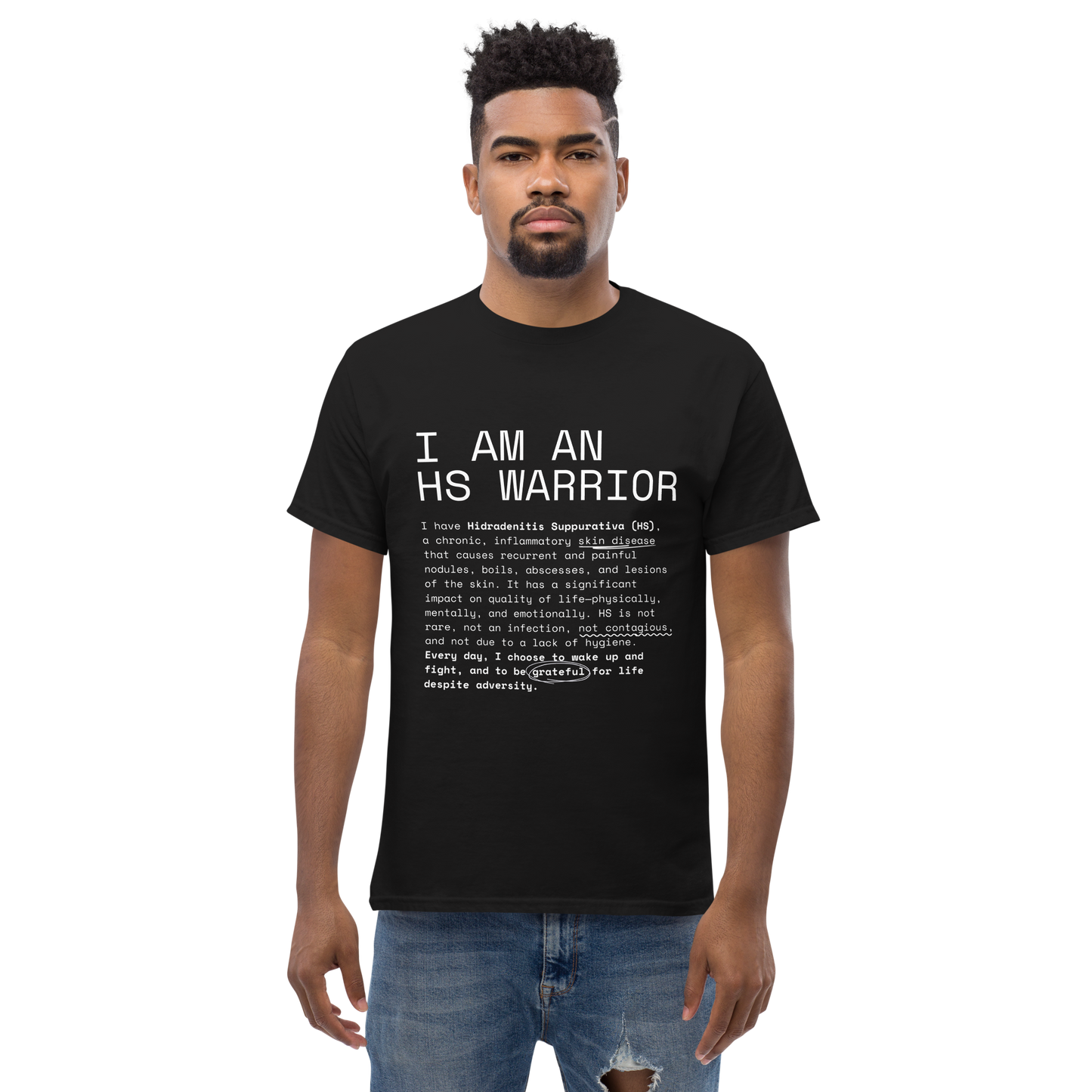 I am an HS Warrior Awareness Men's Comfy 100% Cotton Classic Tee