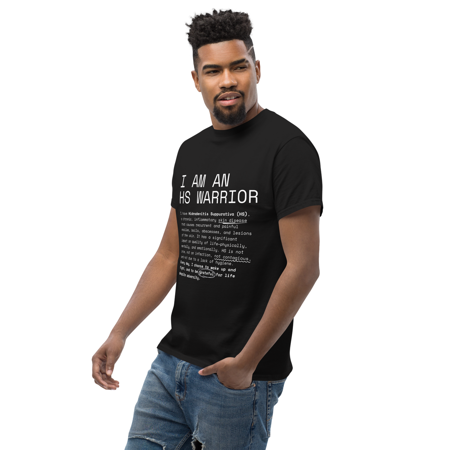 I am an HS Warrior Awareness Men's Comfy 100% Cotton Classic Tee