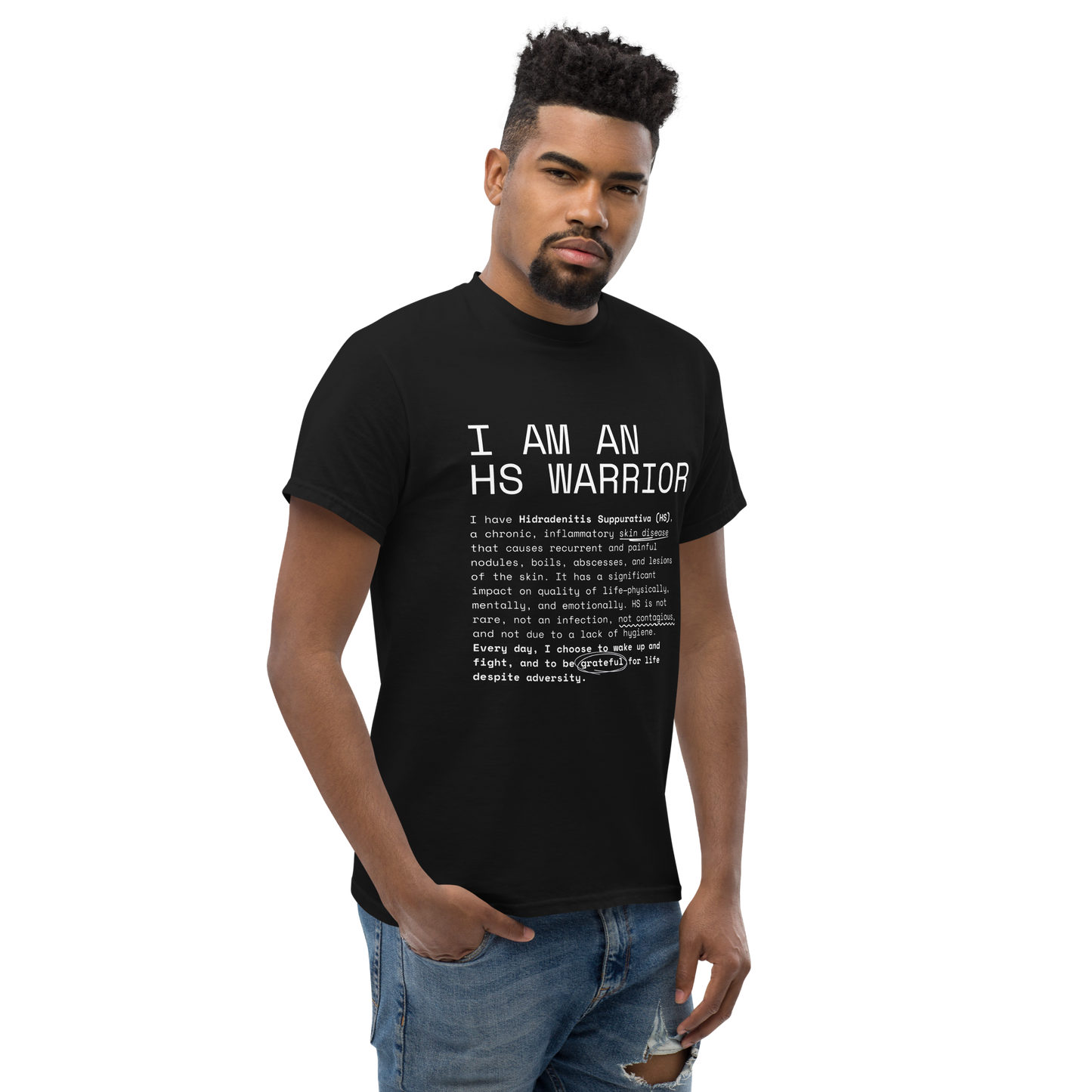 I am an HS Warrior Awareness Men's Comfy 100% Cotton Classic Tee