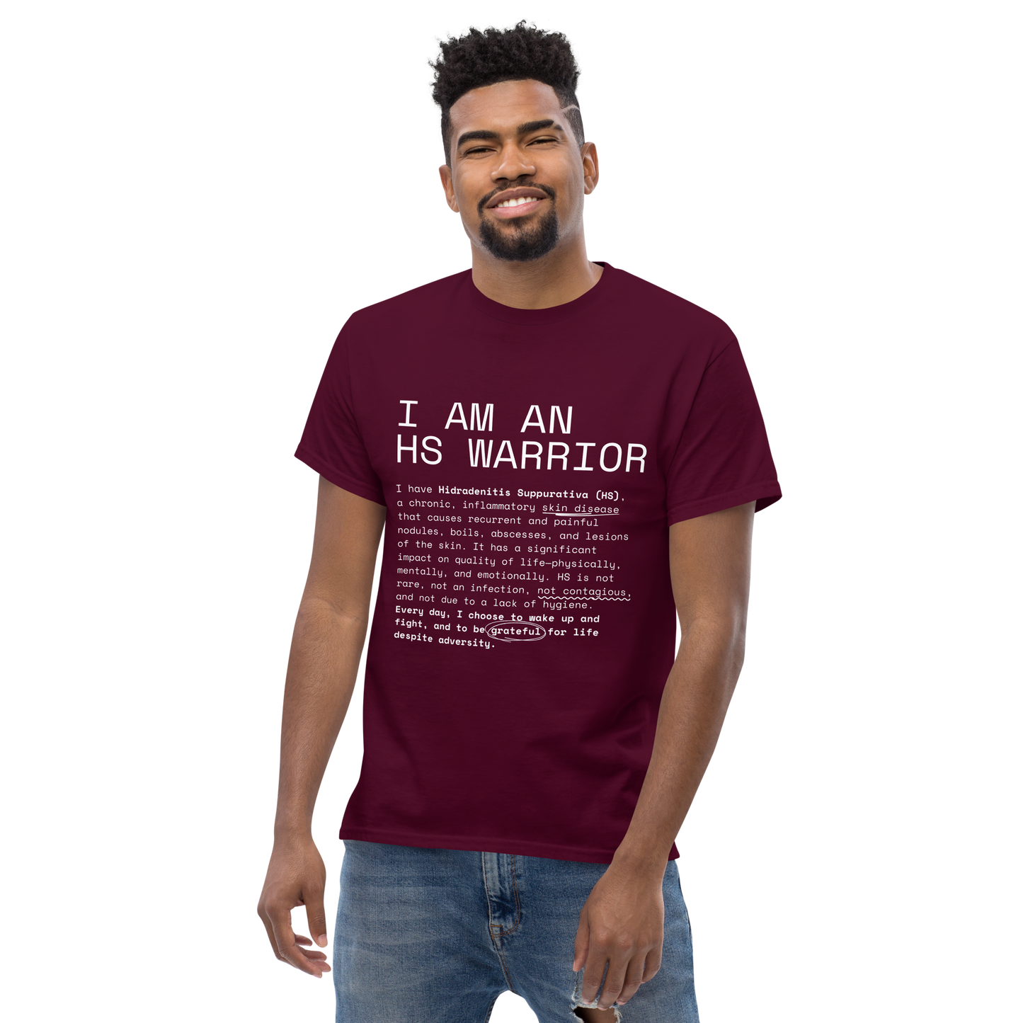 I am an HS Warrior Awareness Men's Comfy 100% Cotton Classic Tee