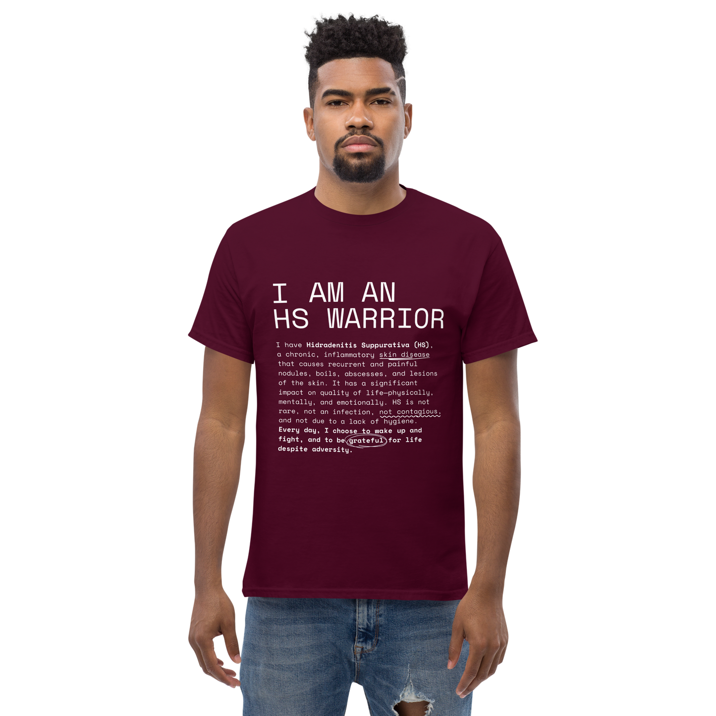 I am an HS Warrior Awareness Men's Comfy 100% Cotton Classic Tee