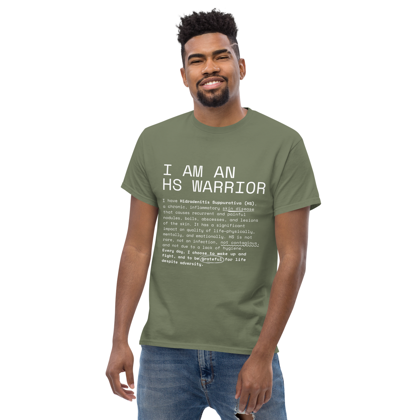 I am an HS Warrior Awareness Men's Comfy 100% Cotton Classic Tee