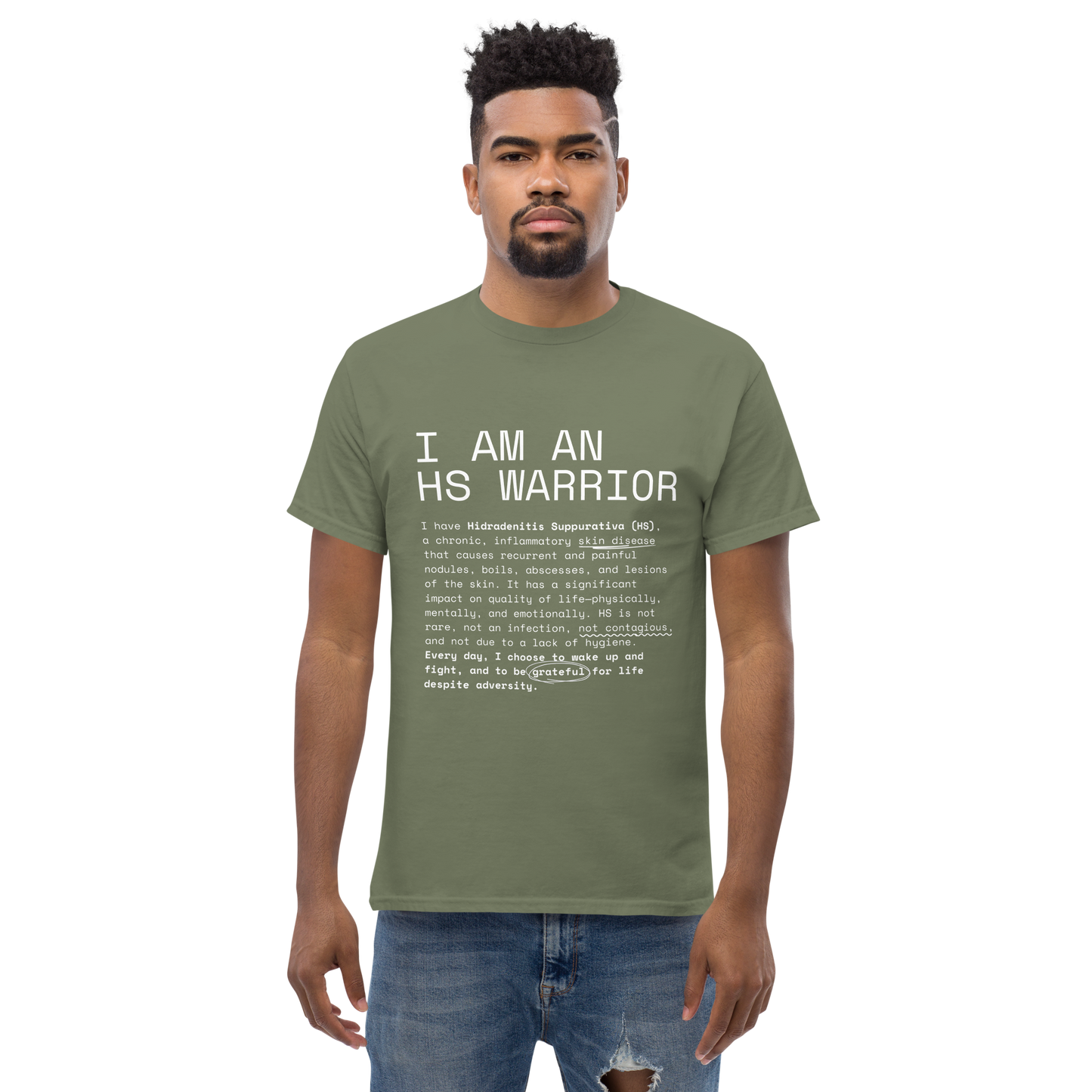 I am an HS Warrior Awareness Men's Comfy 100% Cotton Classic Tee