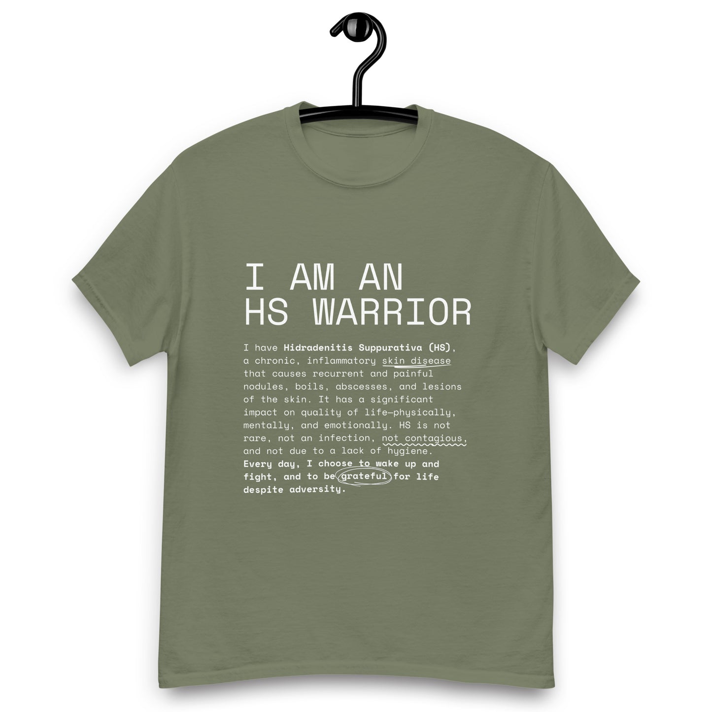 I am an HS Warrior Awareness Men's Comfy 100% Cotton Classic Tee