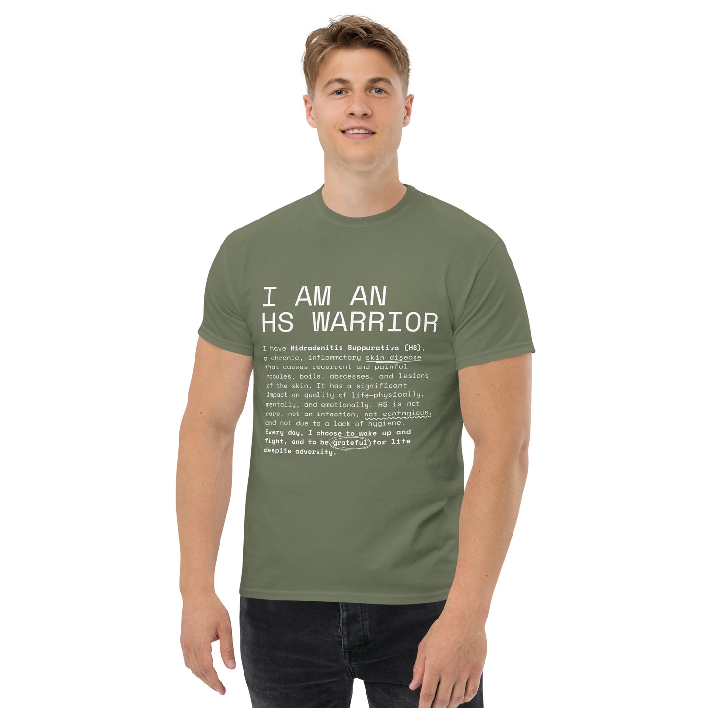 I am an HS Warrior Awareness Men's Comfy 100% Cotton Classic Tee