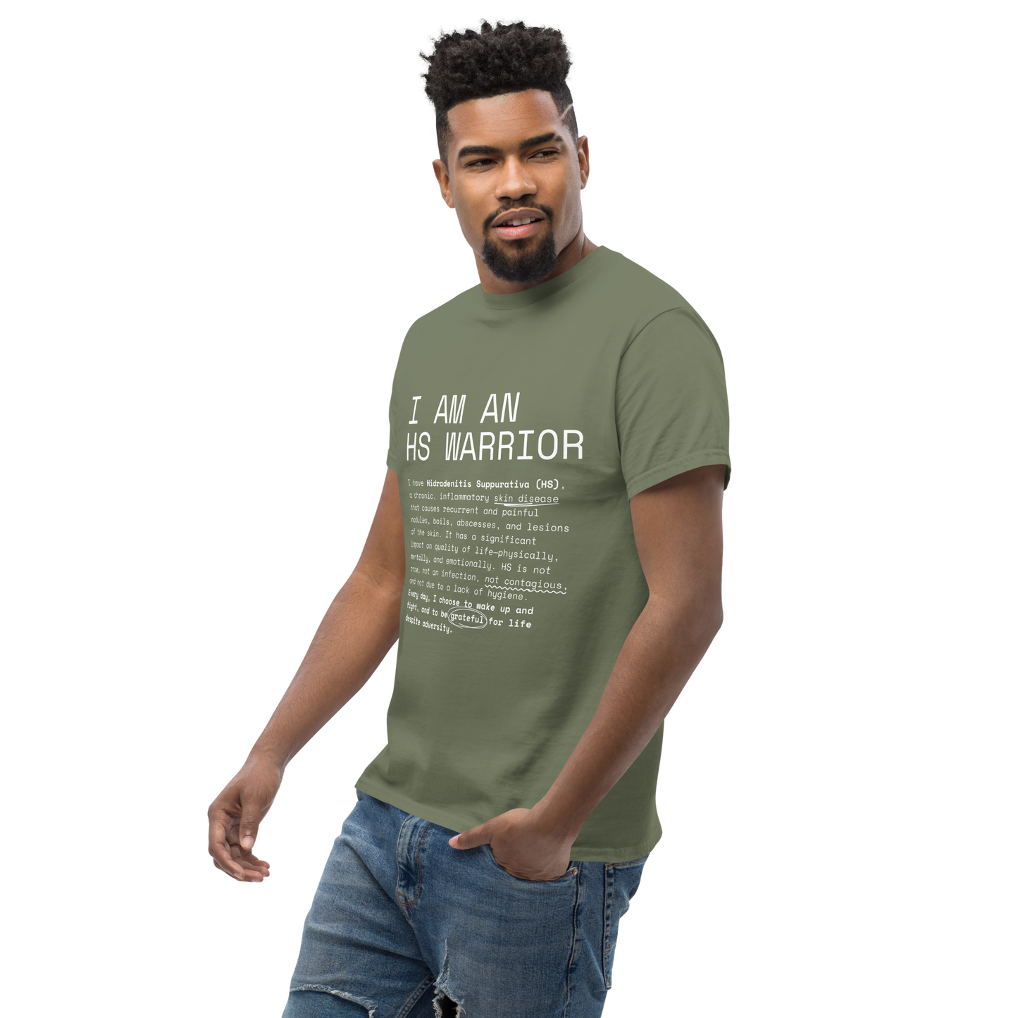 I am an HS Warrior Awareness Men's Comfy 100% Cotton Classic Tee