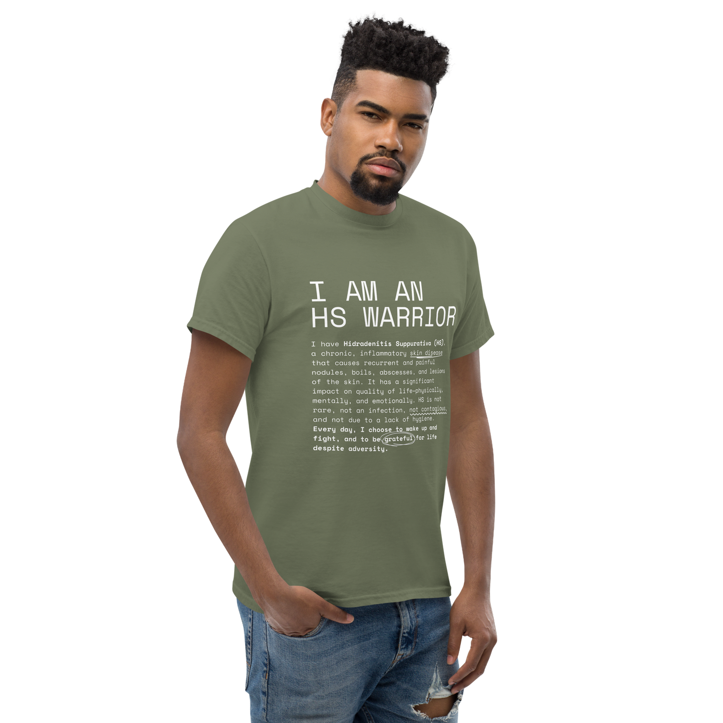 I am an HS Warrior Awareness Men's Comfy 100% Cotton Classic Tee