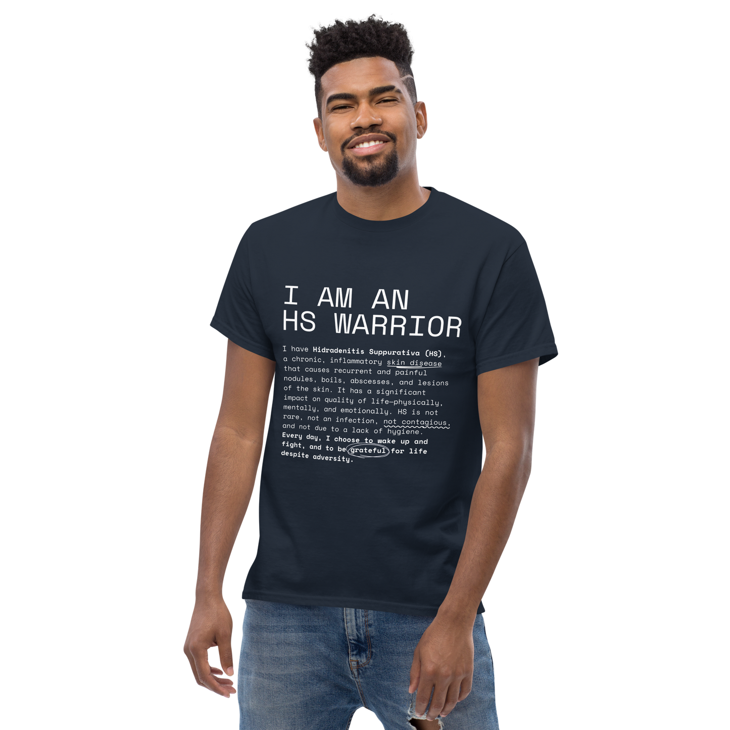 I am an HS Warrior Awareness Men's Comfy 100% Cotton Classic Tee