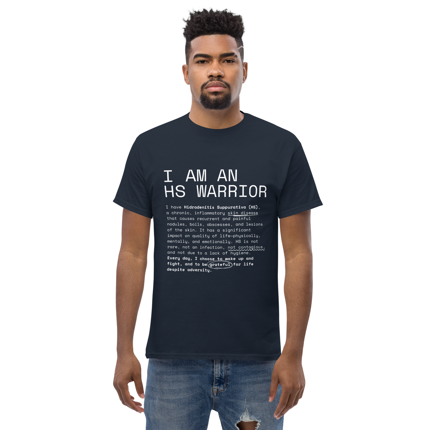 I am an HS Warrior Awareness Men's Comfy 100% Cotton Classic Tee