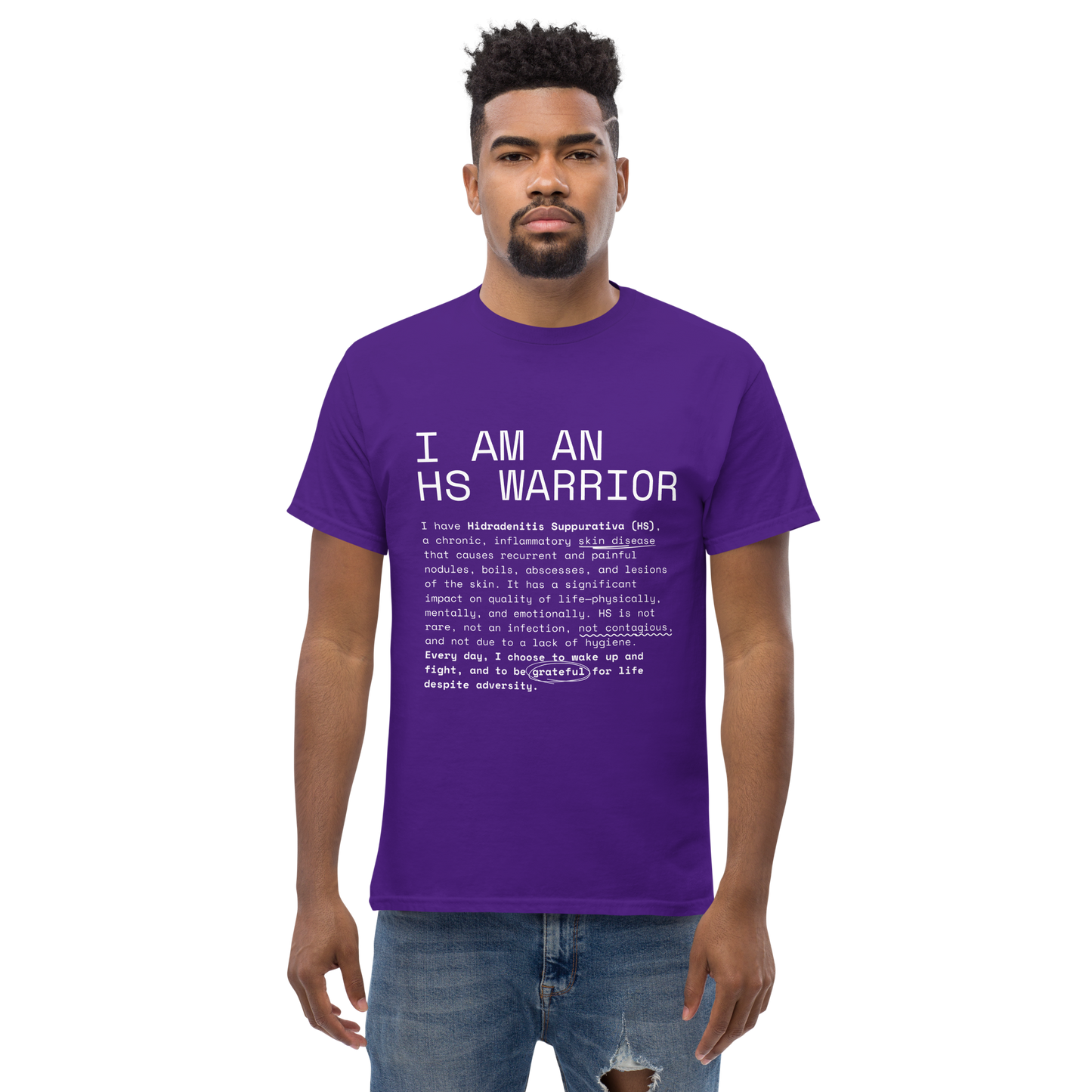 I am an HS Warrior Awareness Men's Comfy 100% Cotton Classic Tee