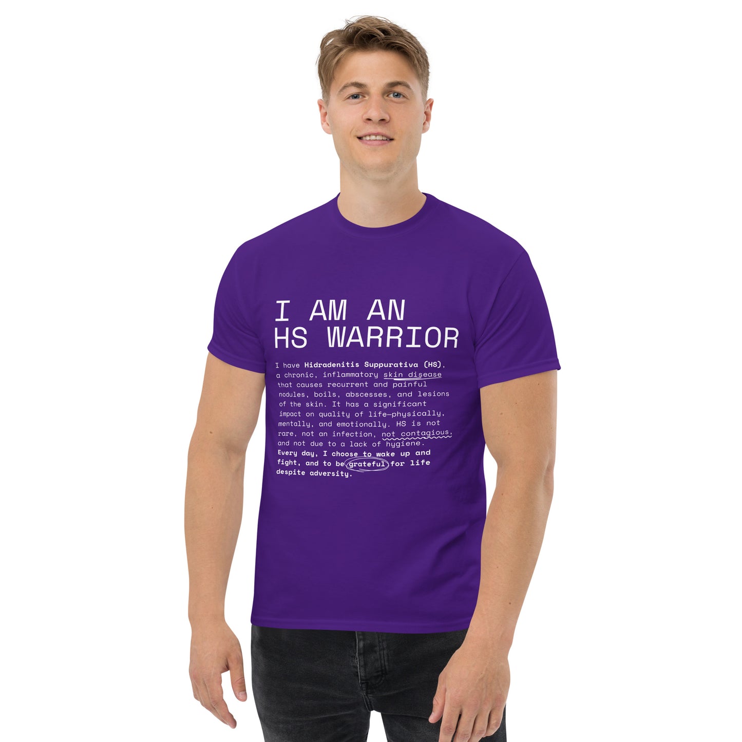 I am an HS Warrior Awareness Men's Comfy 100% Cotton Classic Tee