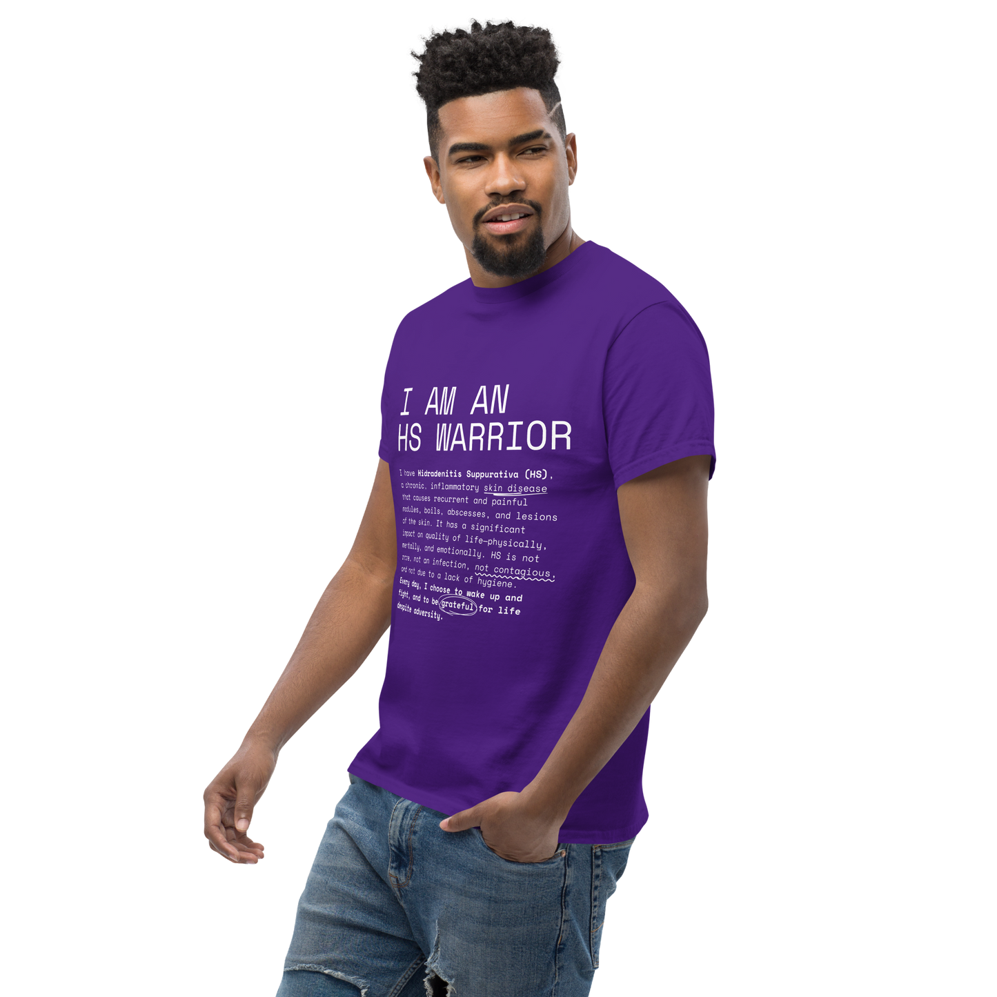 I am an HS Warrior Awareness Men's Comfy 100% Cotton Classic Tee