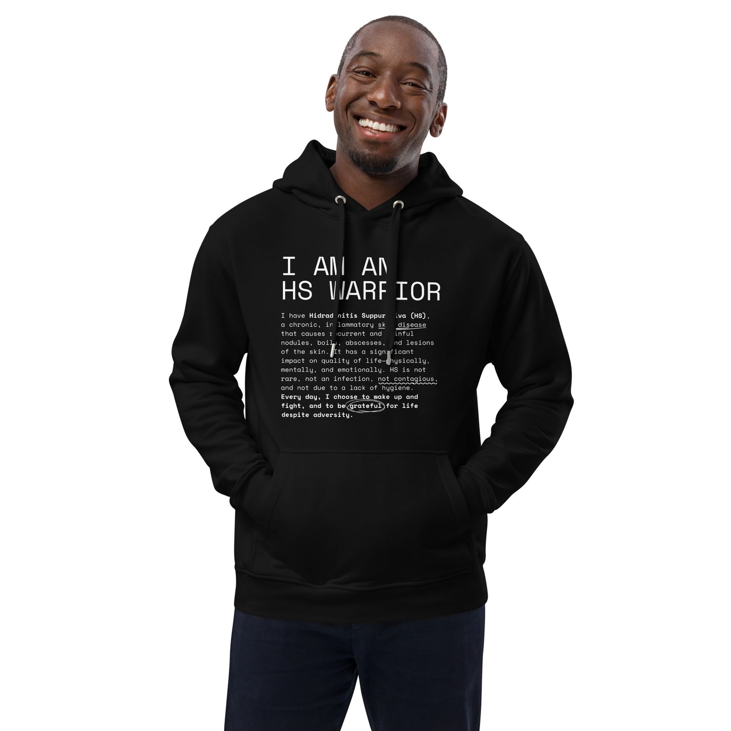 Hoodie Unisex, Premium & Ecológica - I am an HS Warrior