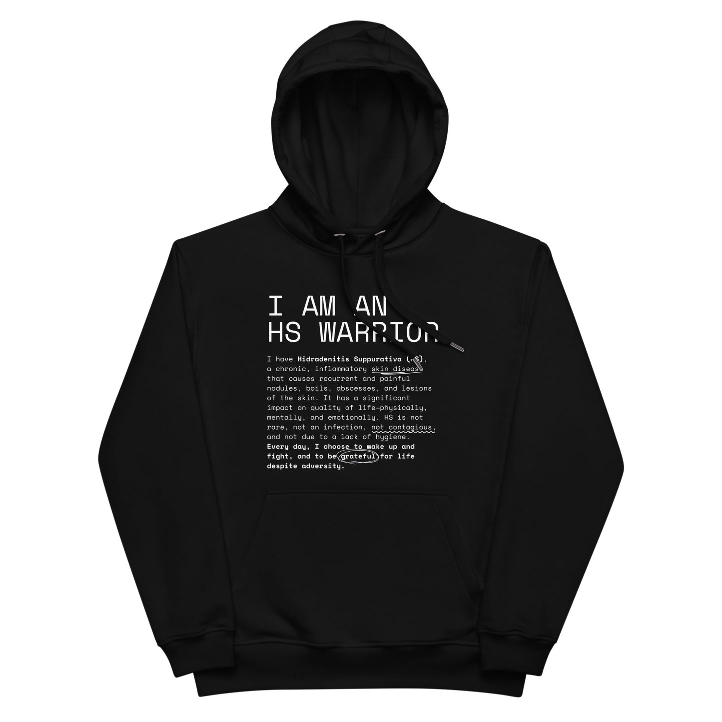 Hoodie Unisex, Premium & Ecológica - I am an HS Warrior