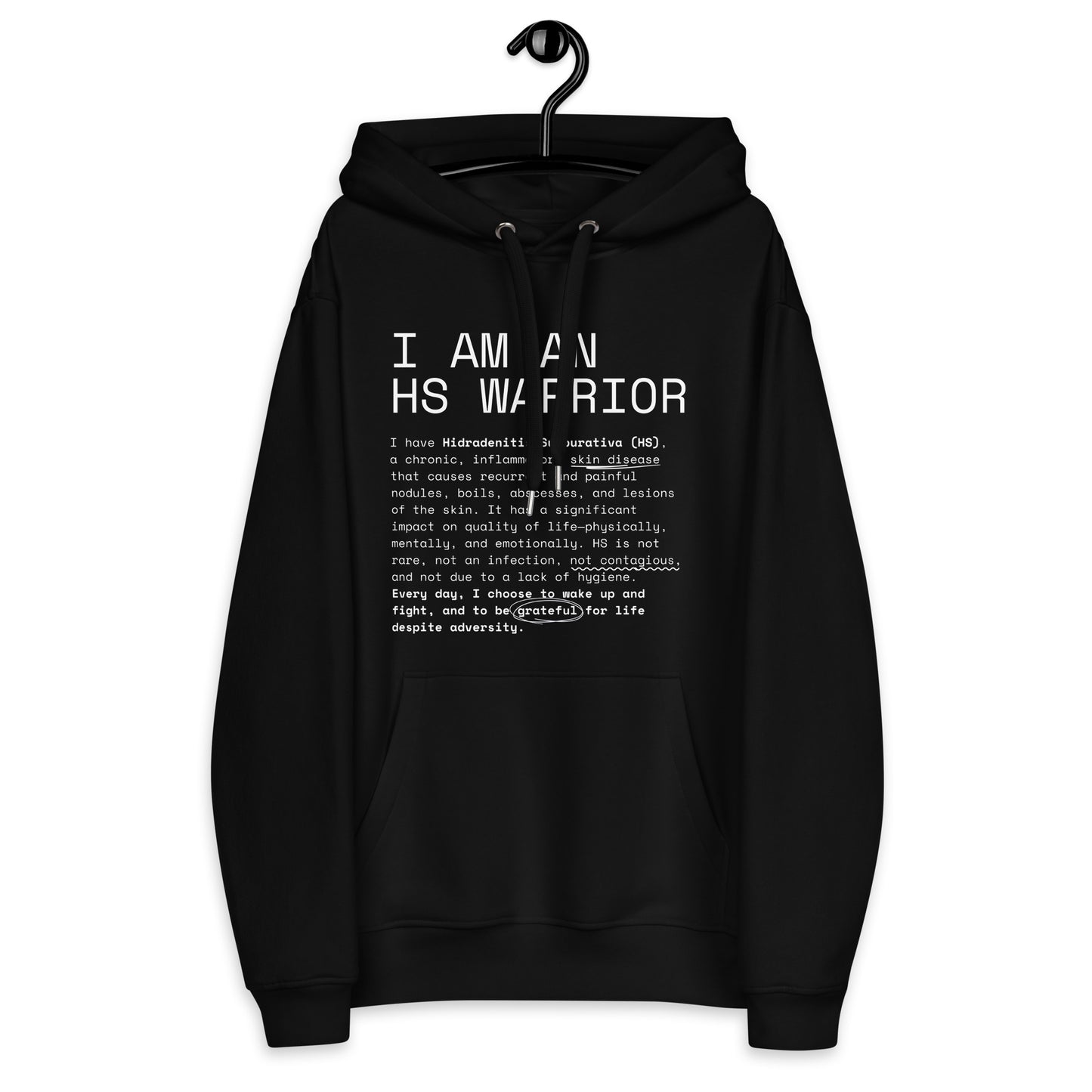 Hoodie Unisex, Premium & Ecológica - I am an HS Warrior