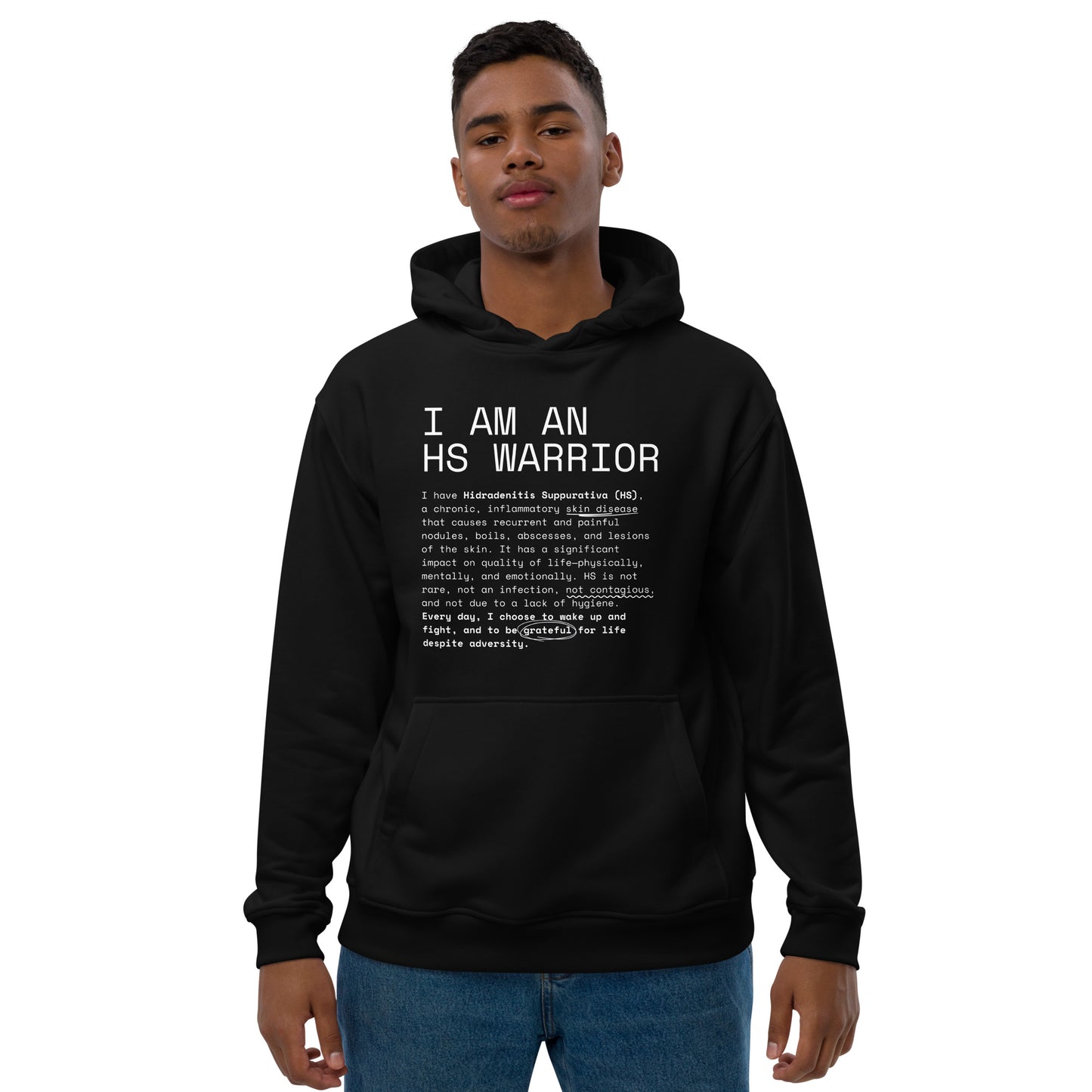 Hoodie Unisex, Premium & Ecológica - I am an HS Warrior