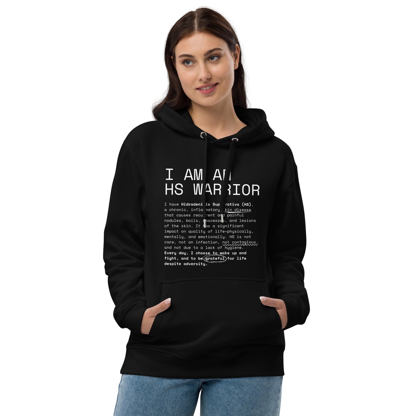 Hoodie Unisex, Premium & Ecológica - I am an HS Warrior