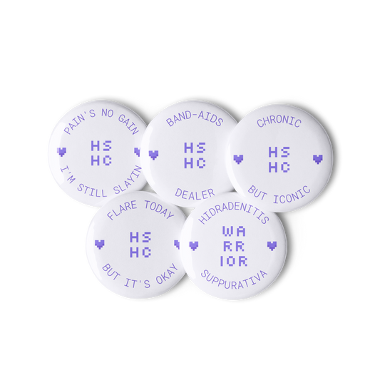 Set of 5 Pin Buttons for Hidradenitis Suppurativa (HS) Awareness