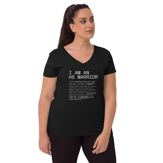 Playera Reciclada para Mujer en Cuello en V - I am an HS Warrior