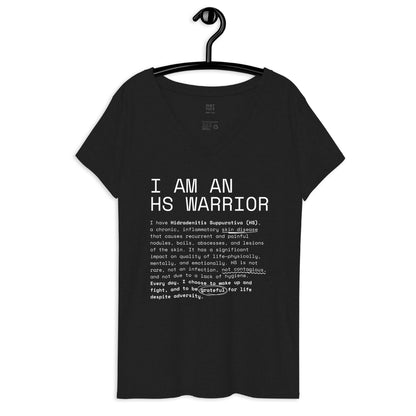 Playera Reciclada para Mujer en Cuello en V - I am an HS Warrior