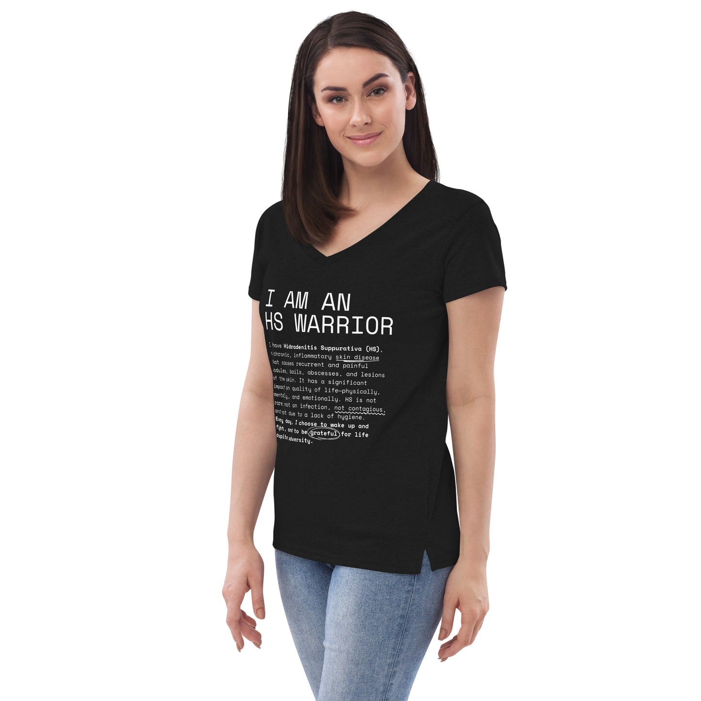 I am an HS Warrior Women’s Recycled V-neck Comfy T-shirt