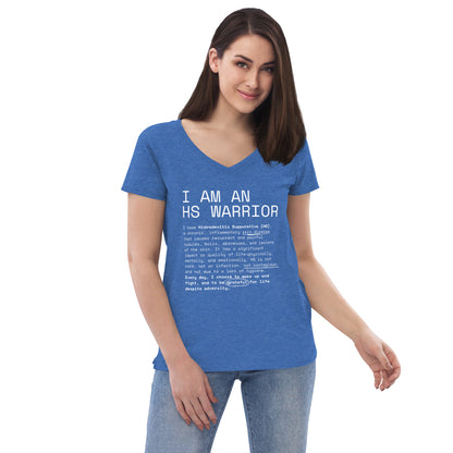 Playera Reciclada para Mujer en Cuello en V - I am an HS Warrior