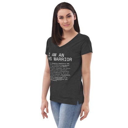 Playera Reciclada para Mujer en Cuello en V - I am an HS Warrior